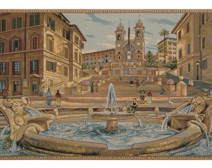 Piazza di Spagna Tapestry: Italian Jacquard Woven Wall Art