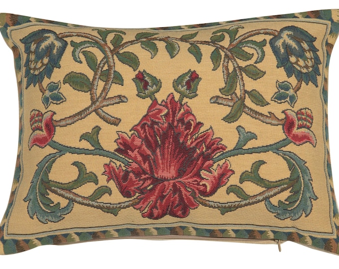 William Morris Belgian Jacquard Woven Tapestry Pillow Cover Medieval Vintage Christmas Cushion Case 13x18