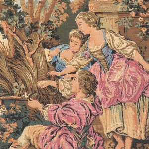 Gallantries European wall tapestry with Rococo garden scene Belgian woven wall hanging French vintage art classical home decoration