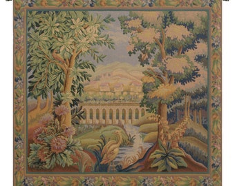 Bridge With Bird I European Wall Tapestry - Decorative Woven Wall Décor Art - Woven Gobelin Wall Art - Jacquard Wall Hanging