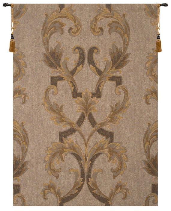 Leaf Brocade Wall Tapestry: French Medieval Jacquard Woven Art