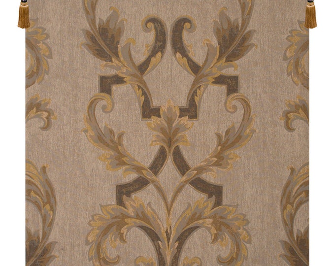 Leaf Brocade Wall Tapestry: French Medieval Jacquard Woven Art