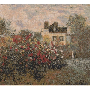 クロード・モネのタペストリー - 風景画と花柄のウォールアート - ジャカード織りのベルギー製ウォールタペストリー - 装飾的な壁掛け