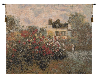 The House Of Claude Monet Tapestry - Landscape Floral Wall Art - Jacquard Belgian Wall Tapestry - Decorative Wall Hanging