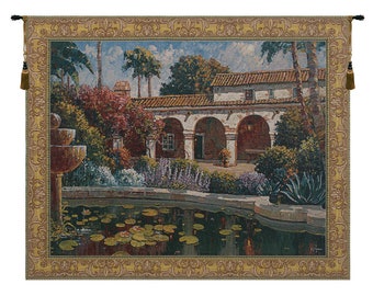 Mission Reflection European Wall Tapestry - Floral Jacquard Wall Décor Art - House and Garden Decorative Wall Hanging