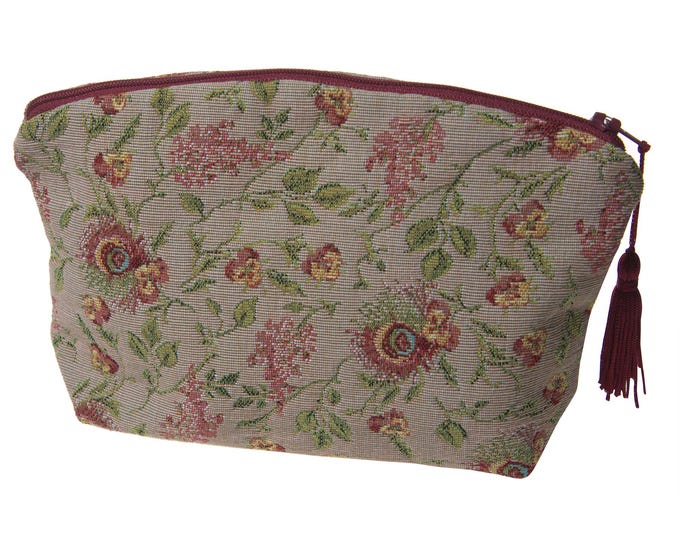 French Woven Tapestry Handbag: Floral Brocade Purse, Elegant Cotton Accessory