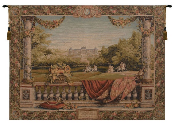 Chateau Tapestry: Woven French Medieval Castle Wall Art (58x78 inch)