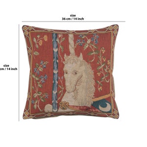 The Unicorn Throw Pillow Cover Decorative Cushion Cover 14x14 inch Goblin Pillow Cover Square Medieval Tapestry Pillow Case image 2