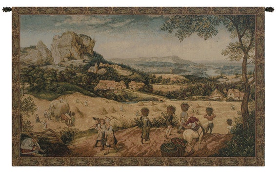 Rustic European Landscape Tapestry - Woven Jacquard Wall Hanging - Decorative Italian Art Decor