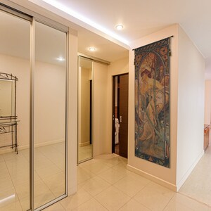 Mucha Art Nouveau Tapestry: Jacquard Woven Wall Hanging, Evening Contemplation image 2