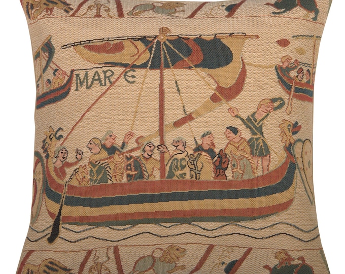 Bayeux Tapestry Pillow Cover: William Morris Belgian Woven Cushion (14x14)