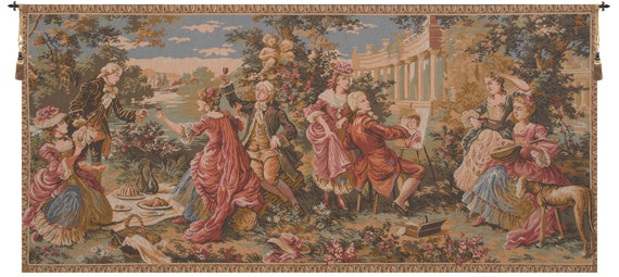 Le Dejeuner Champetre Tapestry: French Garden Party Wall Hanging
