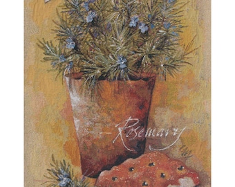 Rosemary European Wall Tapestry - Yellow Background Floral Wall Décor Art - Flower Bouquet Decorative Wall Art - Home Décor Wall Hanging