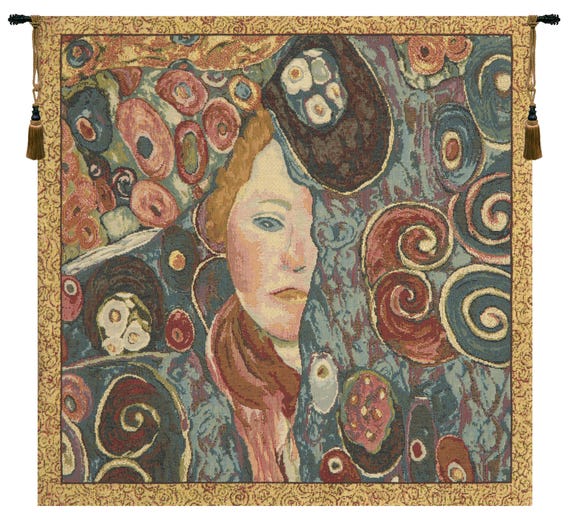 Klimt 'Vergini' Woven Wall Tapestry: European Art Decor (16x17 inch)
