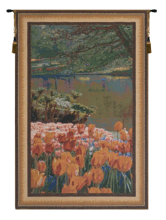 Keukenhof Garden Tapestry: Belgian Woven Floral Wall Art (34x22 inch)