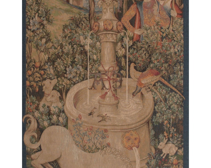 Unicorn Tapestry Wall Hanging: Medieval Millefleurs Art, Woven in France