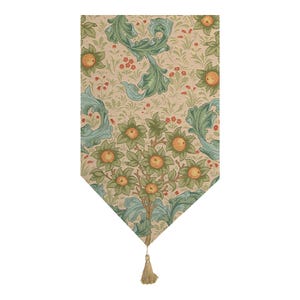 Orange Tree Floral Table Runner: Jacquard Woven Cotton, Hand Finished