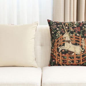 Belgian Woven Unicorn Millefleurs Tapestry Pillow Cover 16x16 Inch - Fantasy Home Decor Cushion Gift image 6