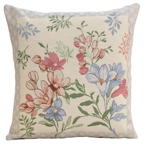 Daisy Floral Jacquard Pillow Cover – Woven Tapestry Cushion (18x18 Inch)