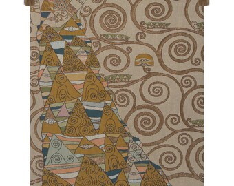 L'Attente Klimt a Gauche Clair European Wall Tapestry - Gustav Klimt Art - Woven Jacquard Wall Tapestry - Lady Art Medieval Wall Hanging