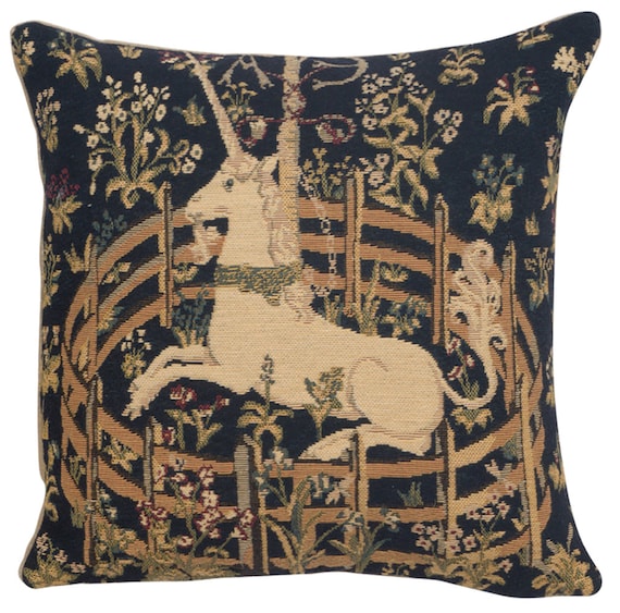 Belgian Woven Unicorn Tapestry Cushion Covers - Floral Gobelin Throw Pillow Cases for Sofa Decor