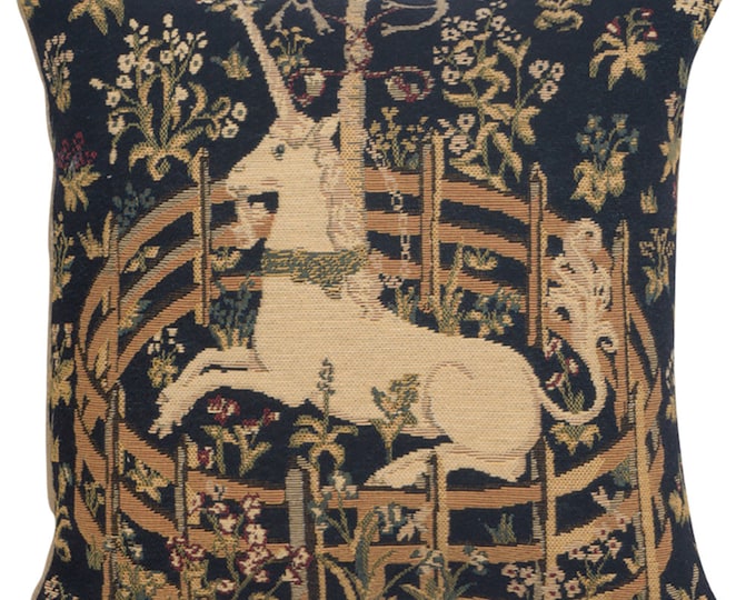 Belgian Woven Unicorn Tapestry Cushion Covers - Floral Gobelin Throw Pillow Cases for Sofa Decor