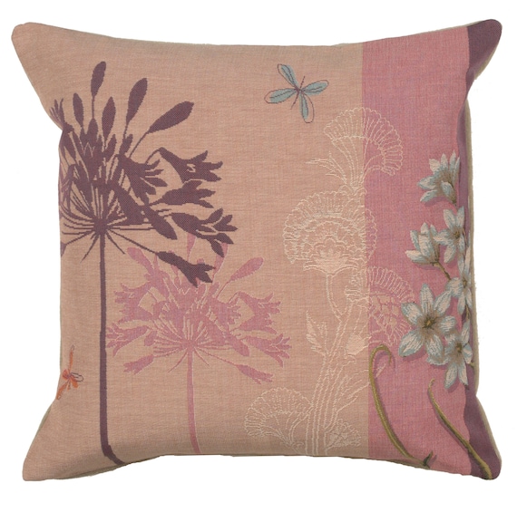 Floral Tapestry Pillow Cover: European Woven Cotton Cushion (18x18 Inch)