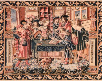 The Accountant European Wall Tapestry - Medieval Decorative Wall Décor Art - Woven Jacquard Wall Hanging - Peoples Art French Wall Tapestry