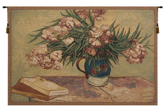 Van Gogh Oleanders Tapestry: Italian Woven Wall Art (38x54 inch)