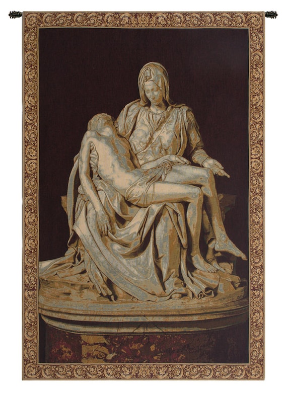 Michelangelo's Pietà Woven Wall Tapestry - European Religious Art Decor for Modern Homes
