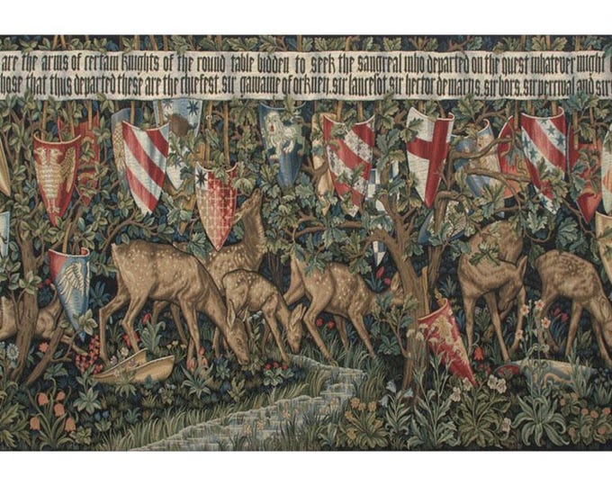Verdure Medieval Tapestry Deer Forest Scene Belgian Jacquard Woven European Wall Hanging