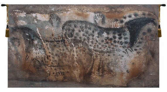 Pech-Merle Cave Horse Tapestry: European Woven Wall Decor (37x66 inch)