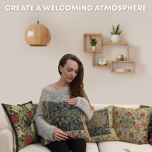 William Morris Tapestry Pillow Cover: Peacock and Dragon Woven Cushion (16x16) image 10