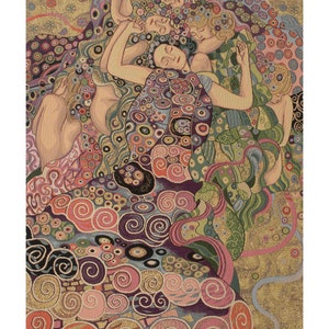 グスタフ・クリムト作「聖母」ジャカード織り壁掛けタペストリー