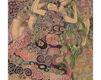The Virgin European Wall Tapestry - Gustav Klimt Fine Wall Decor Art - Young Ladies Decorative Wall Hanging - Jacquard Wall Tapestry