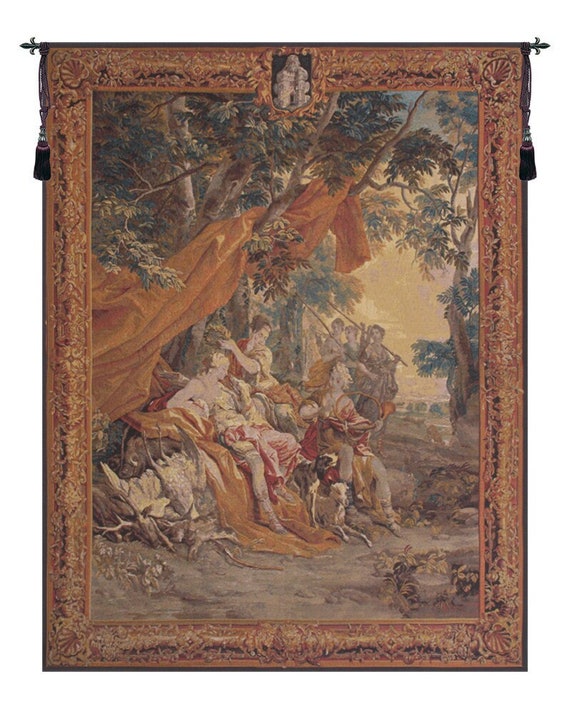 Diana the Huntress Tapestry: Belgian Woven Medieval Wall Art (49x38 inch)