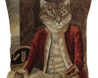 Belgian Tapestry Cat Pillow Cover Susan Herbert Art 18x18 Inch Decorative Throw Cushion Case