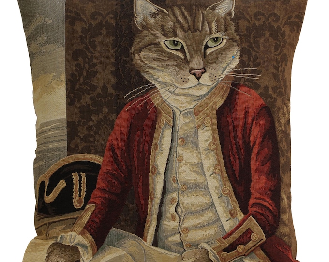 Belgian Tapestry Cat Pillow Cover Susan Herbert Art 18x18 Inch Decorative Throw Cushion Case