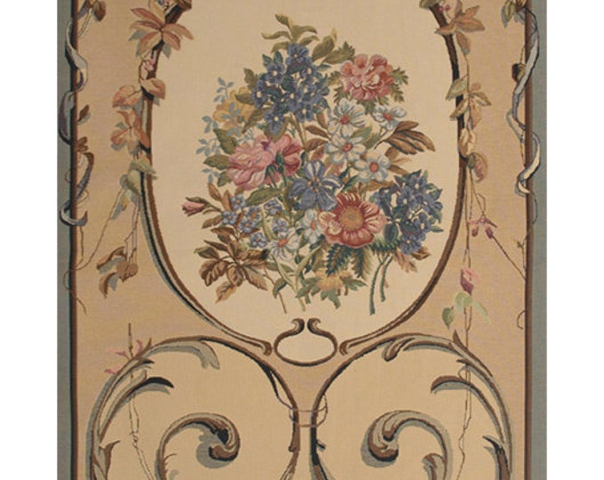 Floral Jacquard Wall Tapestry: Belgian Woven Art, 64x29 inch