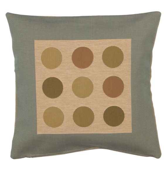 French Tapestry Cushion Cover: Art Deco Jacquard Pillow, 19x19 In