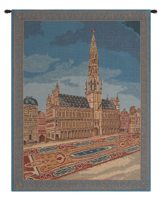 Brussels Town Hall Tapestry: European Woven Wall Art (27x21 inch)