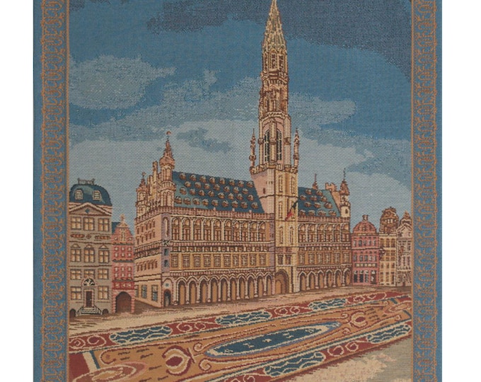 Brussels Town Hall Tapestry: European Woven Wall Art (27x21 inch)