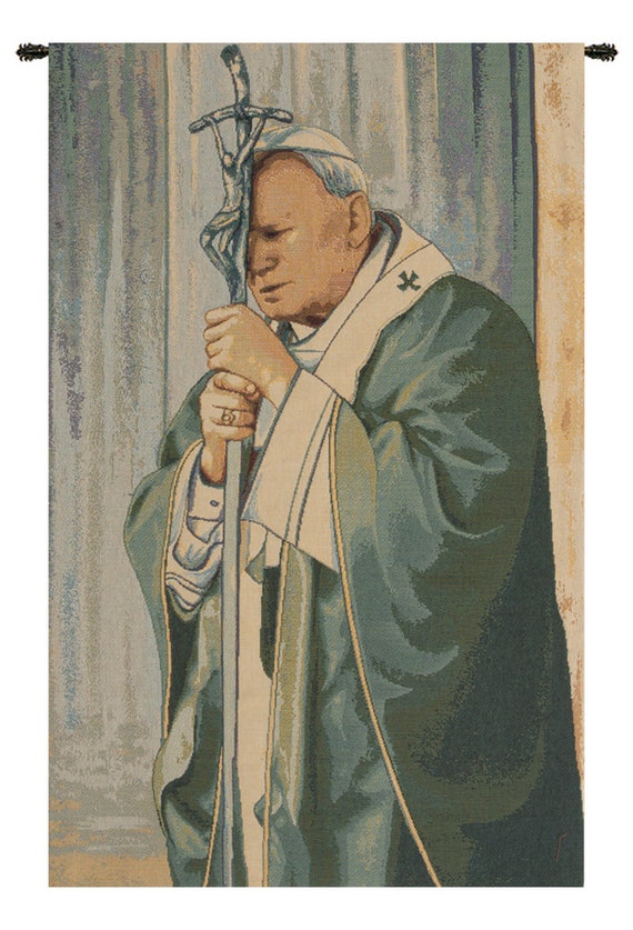 Pope John Paul II Tapestry: Saint Religious Art, Woven in Italy