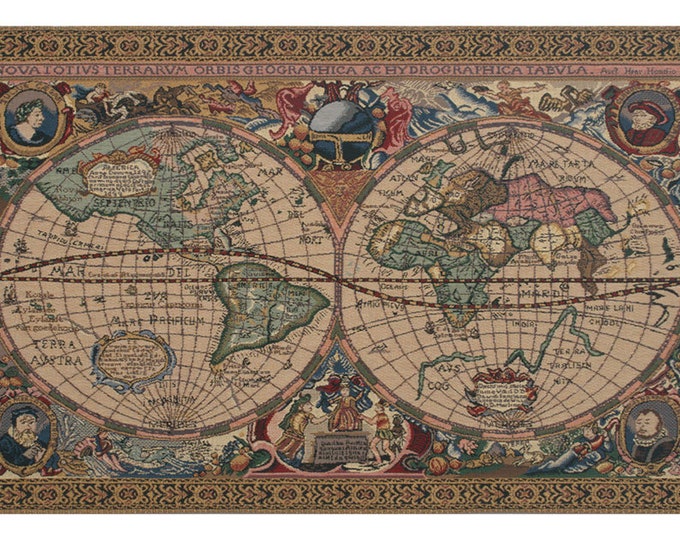 Mercator Map Belgian Tapestry: Woven World Map Wall Hanging