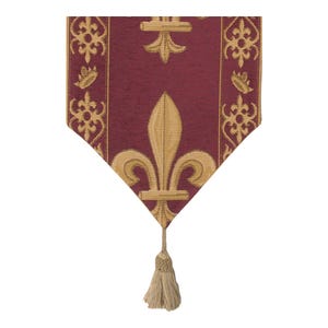 Camino de mesa francés con flor de lis, tapiz jacquard de algodón tejido, decoración real para el comedor