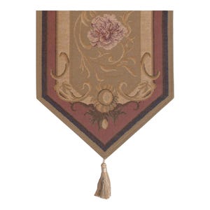 French Jacquard Table Runner: Floral Tapestry, Tassels, Woven in France