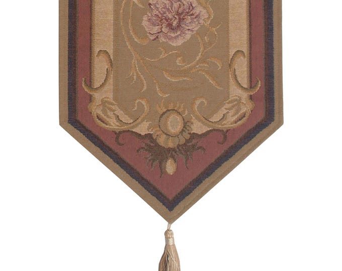 French Jacquard Table Runner: Floral Tapestry, Tassels, Woven in France