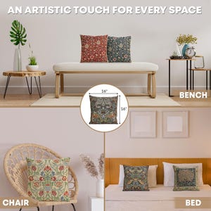 William Morris Tapestry Pillow Cover: Peacock and Dragon Woven Cushion (16x16) image 9