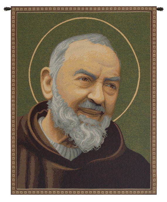 San Pio Tapestry: Italian Woven Religious Wall Art (24x20 inch)