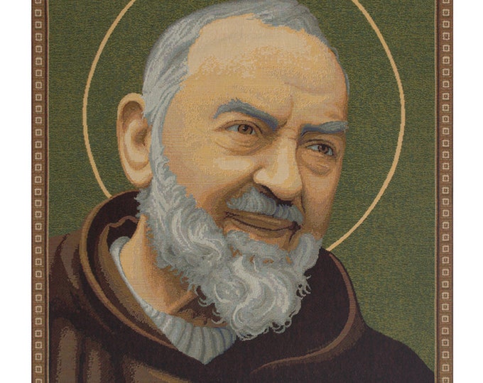 San Pio Tapestry: Italian Woven Religious Wall Art (24x20 inch)